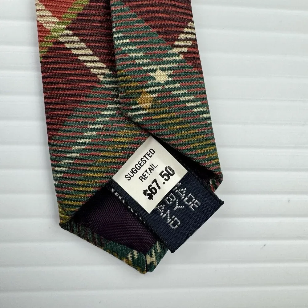 Vintage Polo Ralph Lauren Golf Tie USA Silk Tartan Plaid Golfer Novelty Made USA